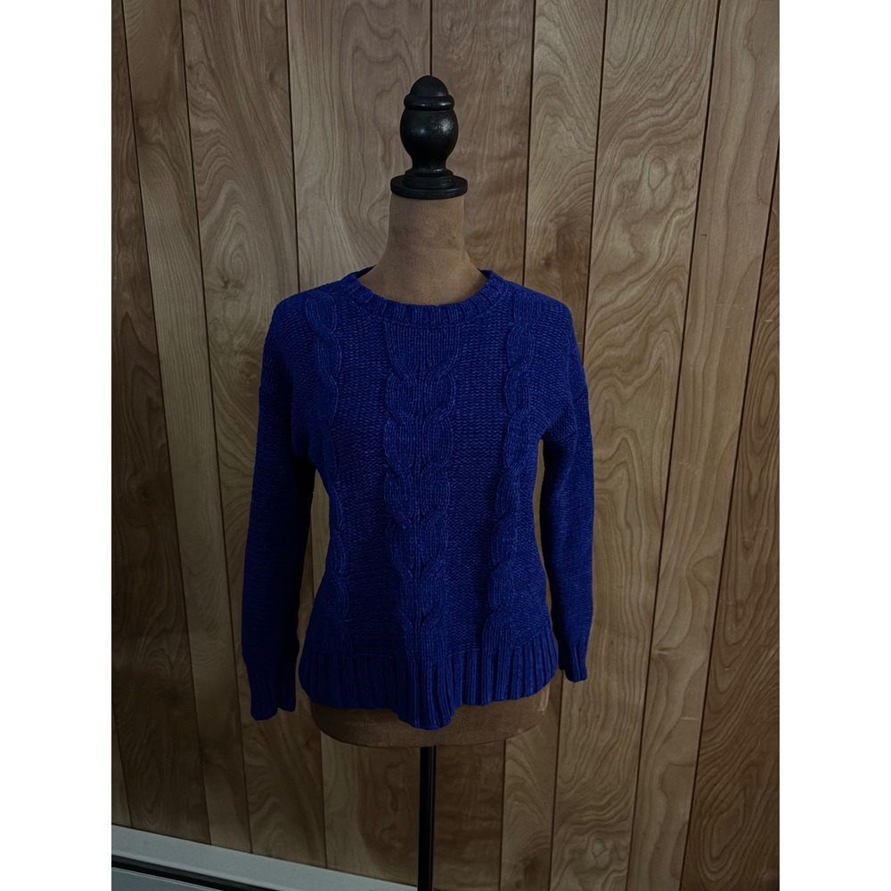 Pink Republic Girls Cobalt Blue Cable Knit Sweater Crew‎ Neck Size L 14